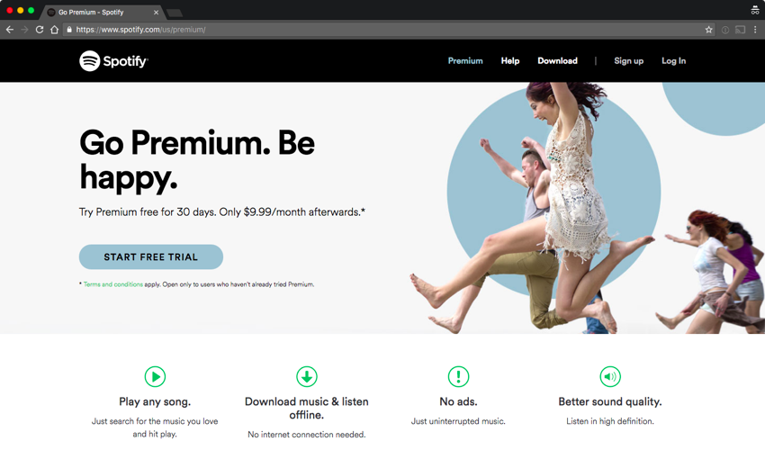 Spotify yang menggunakan bisnis model freemium